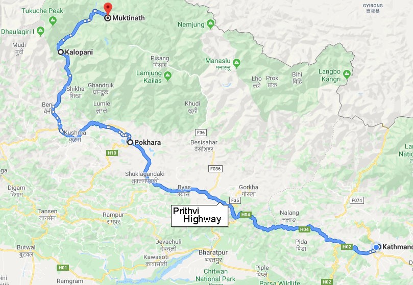 Annapurna Gorge Motorbike Tour map